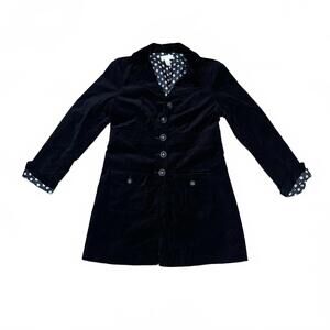 Women’s Blazer Coat Black Velvet Polka Dot Lining S Vintage